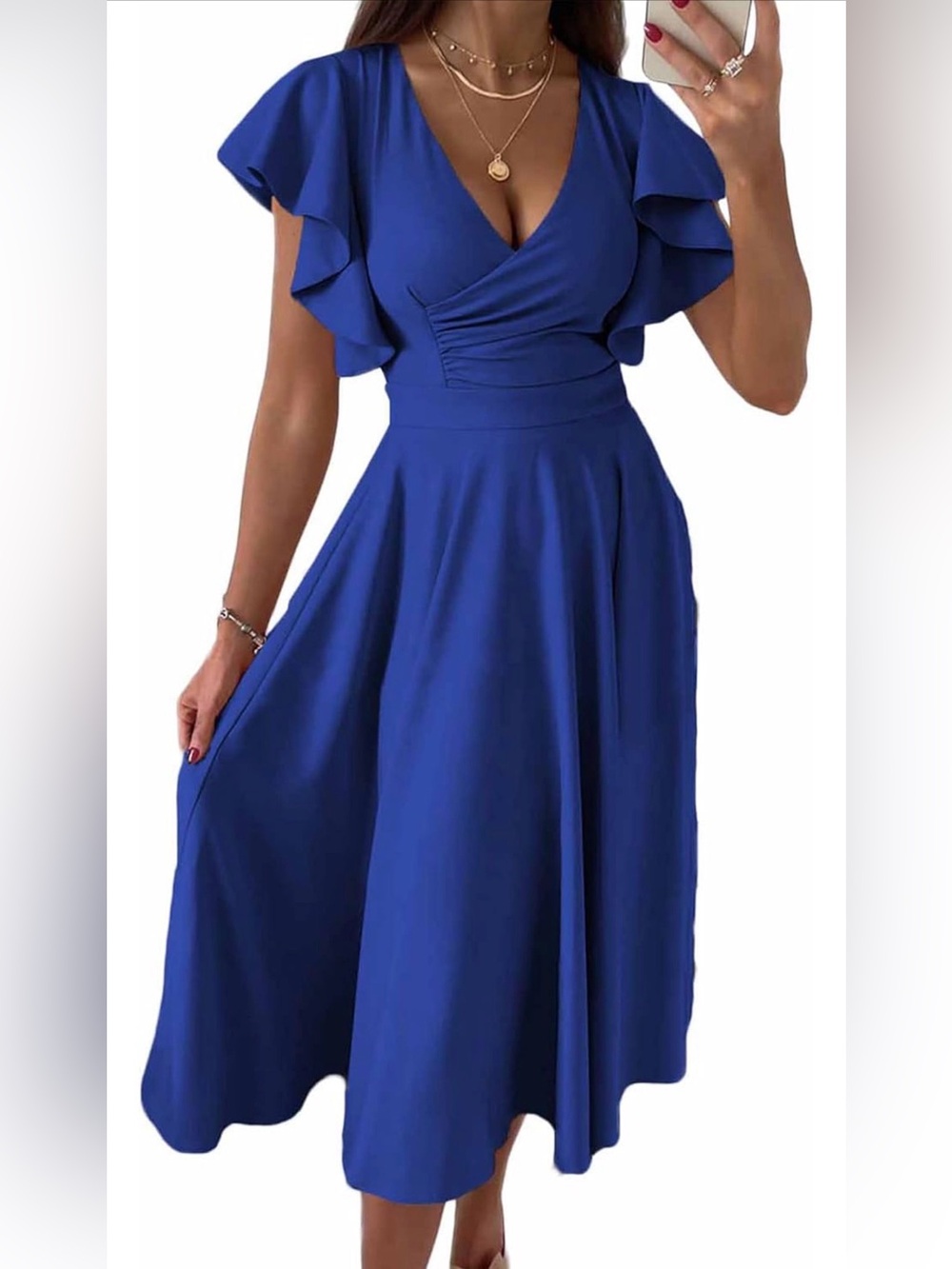 Women's Wrap V Neck Midi